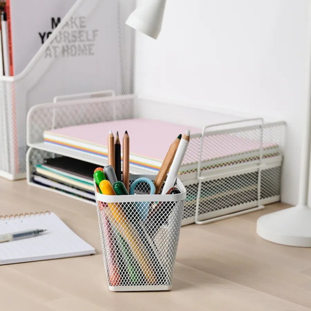 IKEA DRONJONS Pen & Pencil Holder White Steel Brand NEW in Package